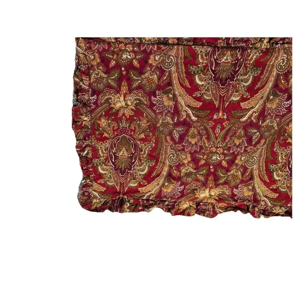 Rare Raymond Waites Red Ruffle Pillowcases Shams Printed Cotton Luxury Vintage
